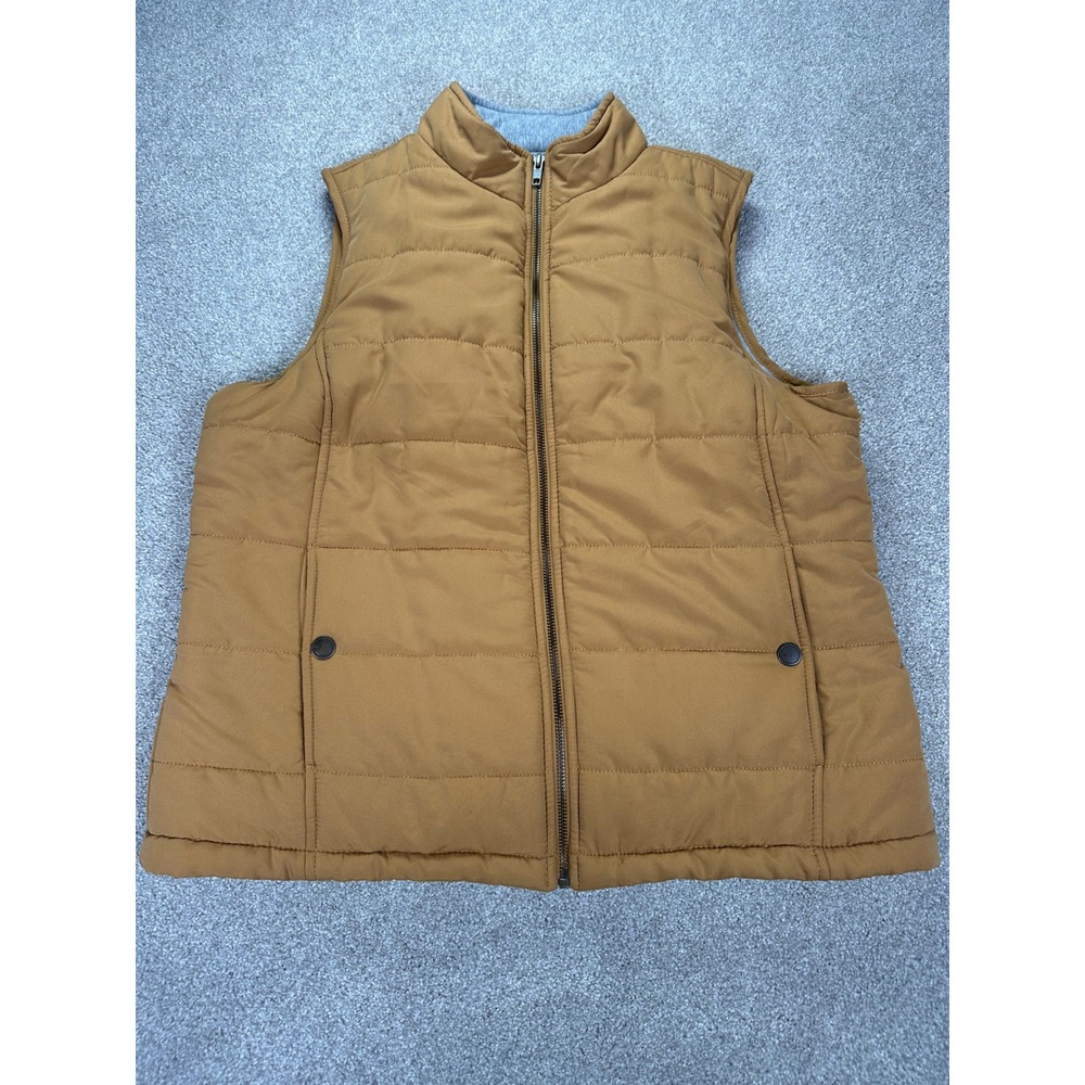 Natural Reflection Puffer Vest Women's Large Tan Quilted Zip Front Insulated